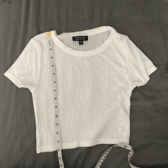 TOPMAN White Ribbed Crop  T-Shirt - Picture 8 of 9